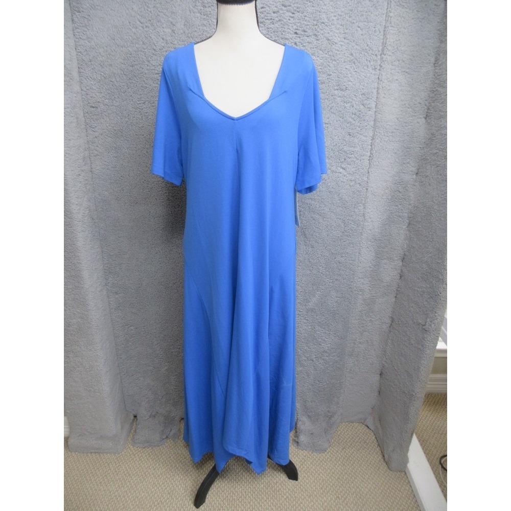 Soft Surroundings Maxi Dress Womens Large Blue Handkerchief Hem Coastal Relaxed